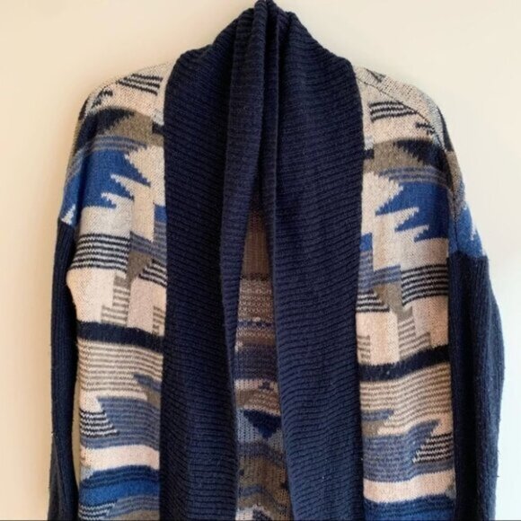 H&M Women's Cardigan Knit Sweater Long Maxi Duster Aztec Southwestern Print - Picture 4 of 16
